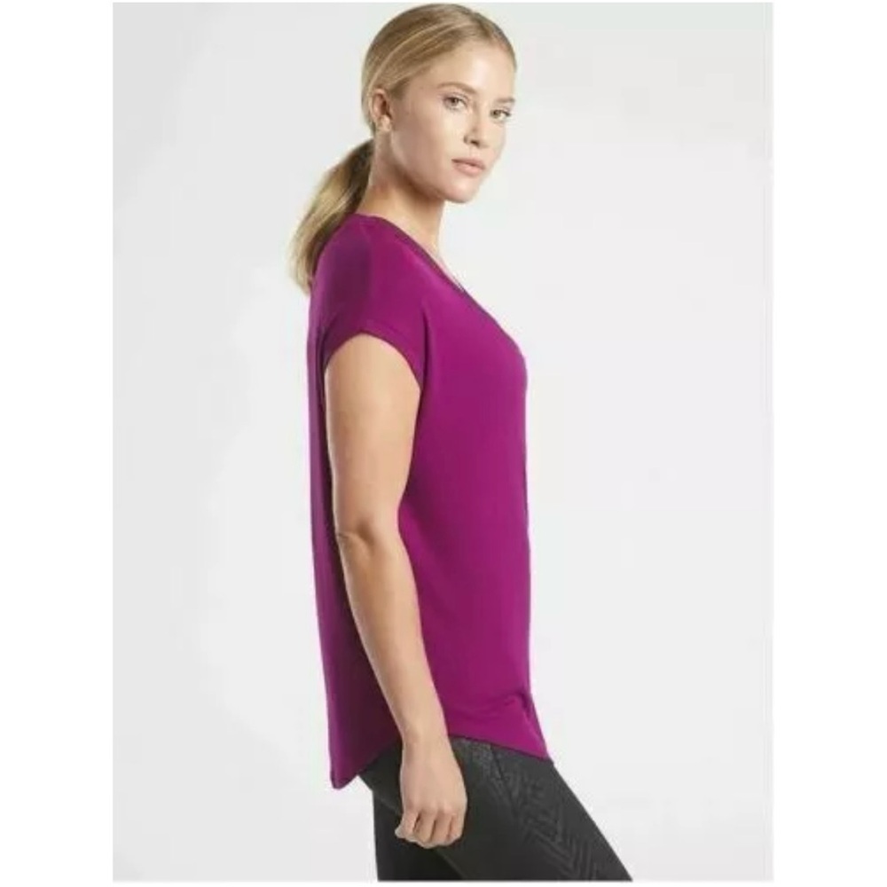Athleta CLOUDLIGHT RIB STRATUS Exotic Fuchsia T-Shirt Size S - Picture 13 of 14